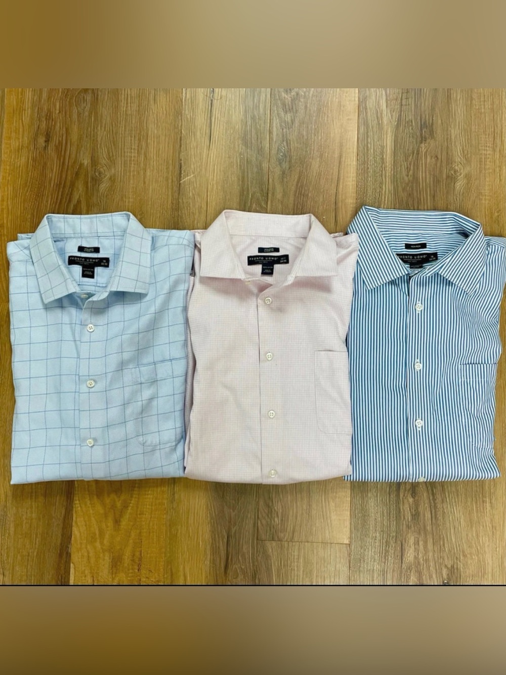 Pronto Uomo bundle of 3 button down collared dress shirts, Size mens 2XL EUC